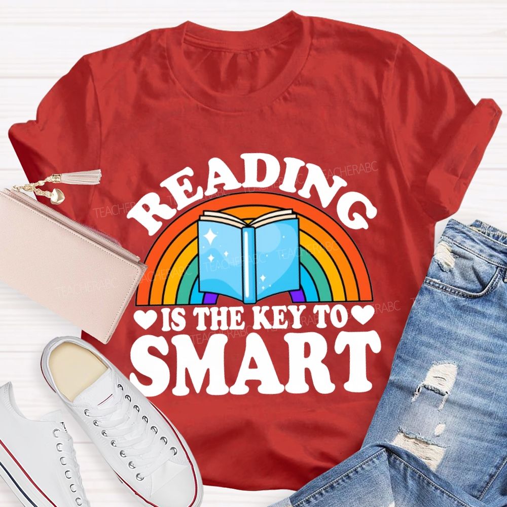 Reading Is The Key To Smart Rainbows And Books T-shirt