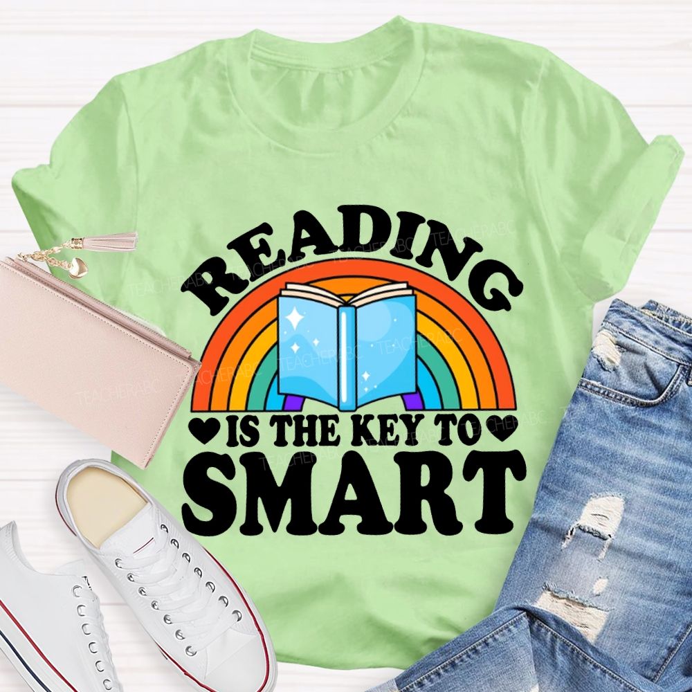 Reading Is The Key To Smart Rainbows And Books T-shirt