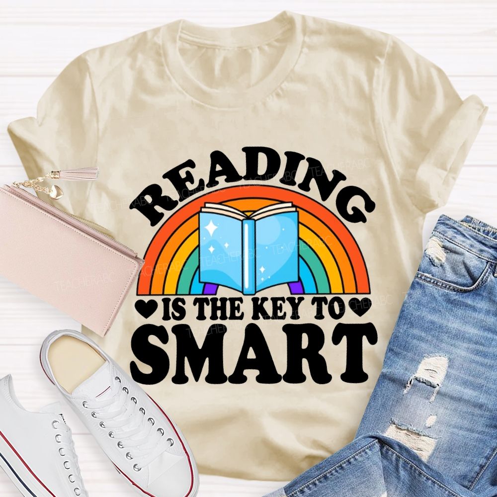 Reading Is The Key To Smart Rainbows And Books T-shirt