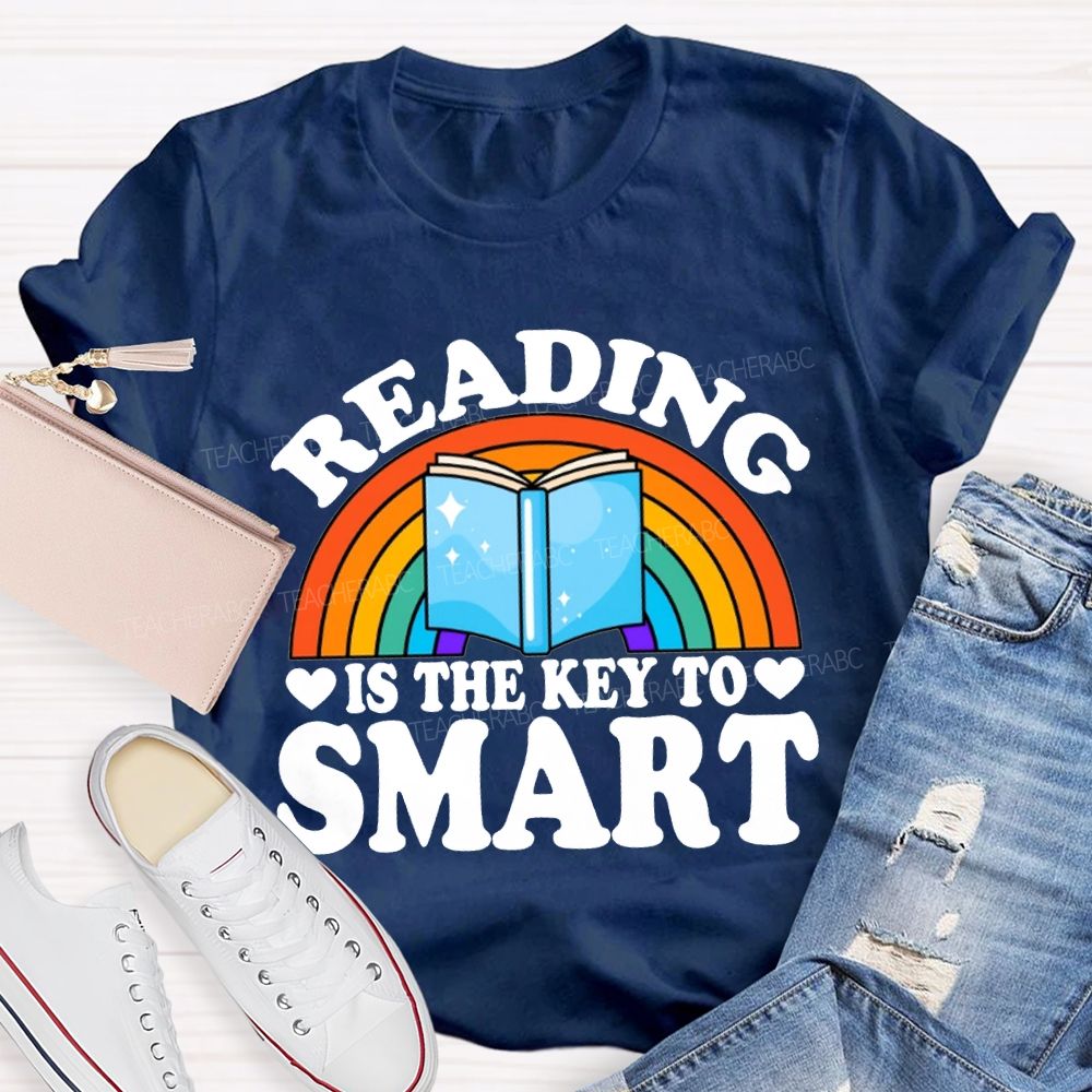 Reading Is The Key To Smart Rainbows And Books T-shirt