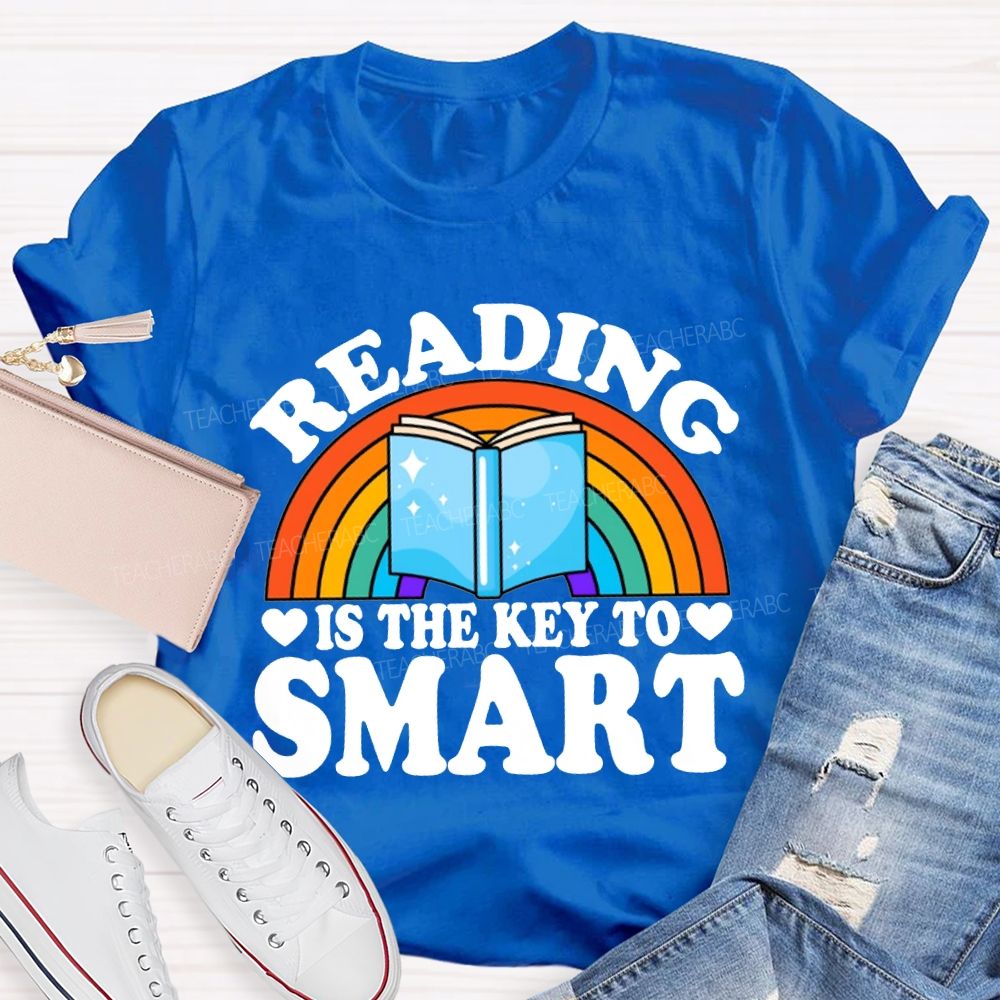 Reading Is The Key To Smart Rainbows And Books T-shirt