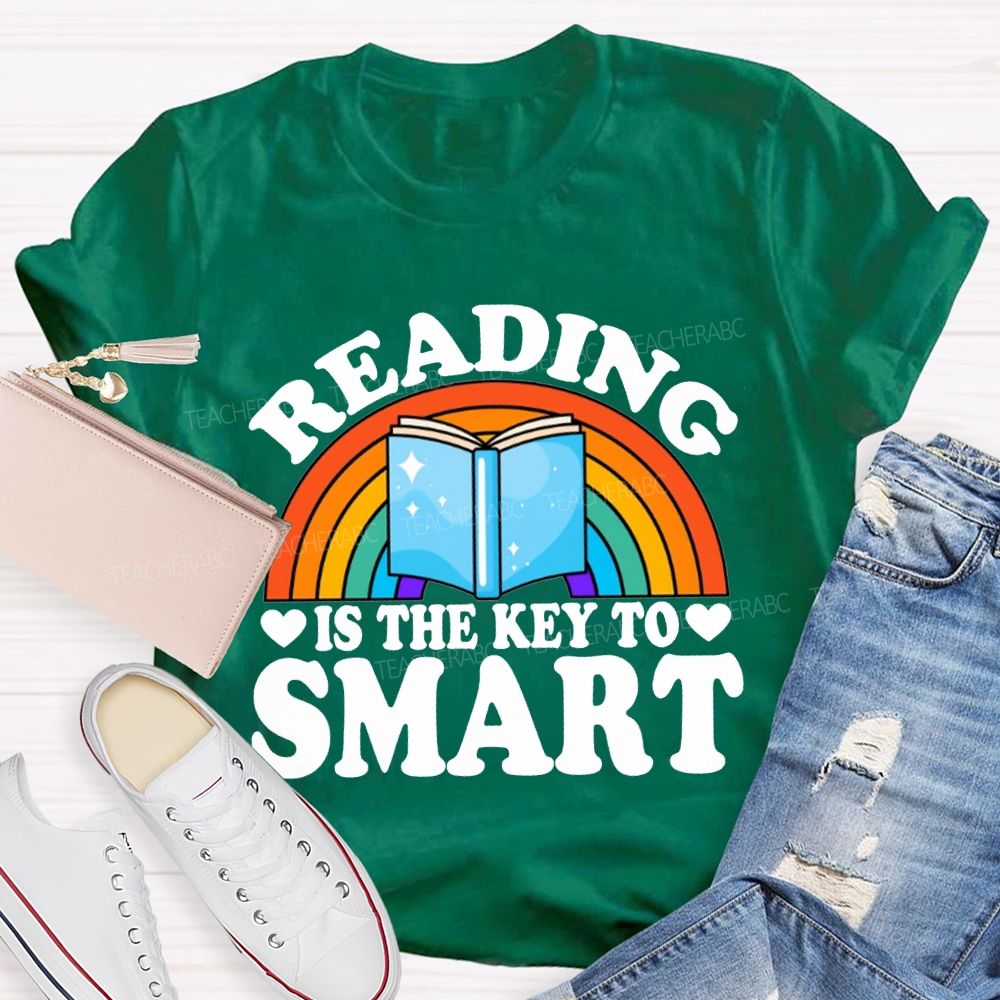 Reading Is The Key To Smart Rainbows And Books T-shirt