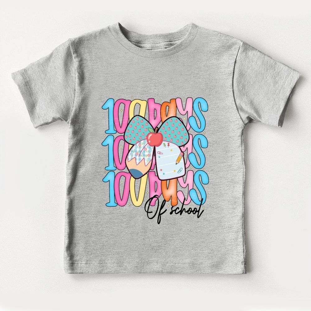 100 Days Of School Bows And Colorful Lettering Toddler T-shirts