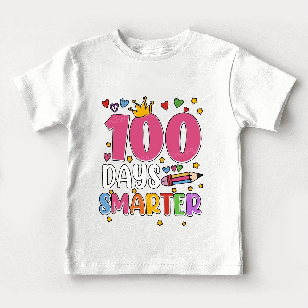 100 Days Smarter Colorful Hearts And Stars Toddler T-shirts