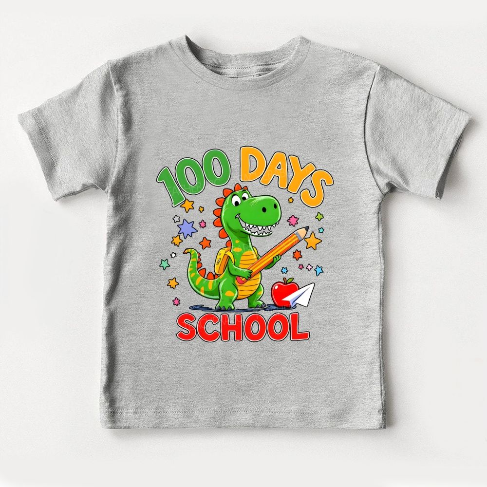 100 Days Of School Dinosaur And Colorful Font Prints Toddler T-shirts