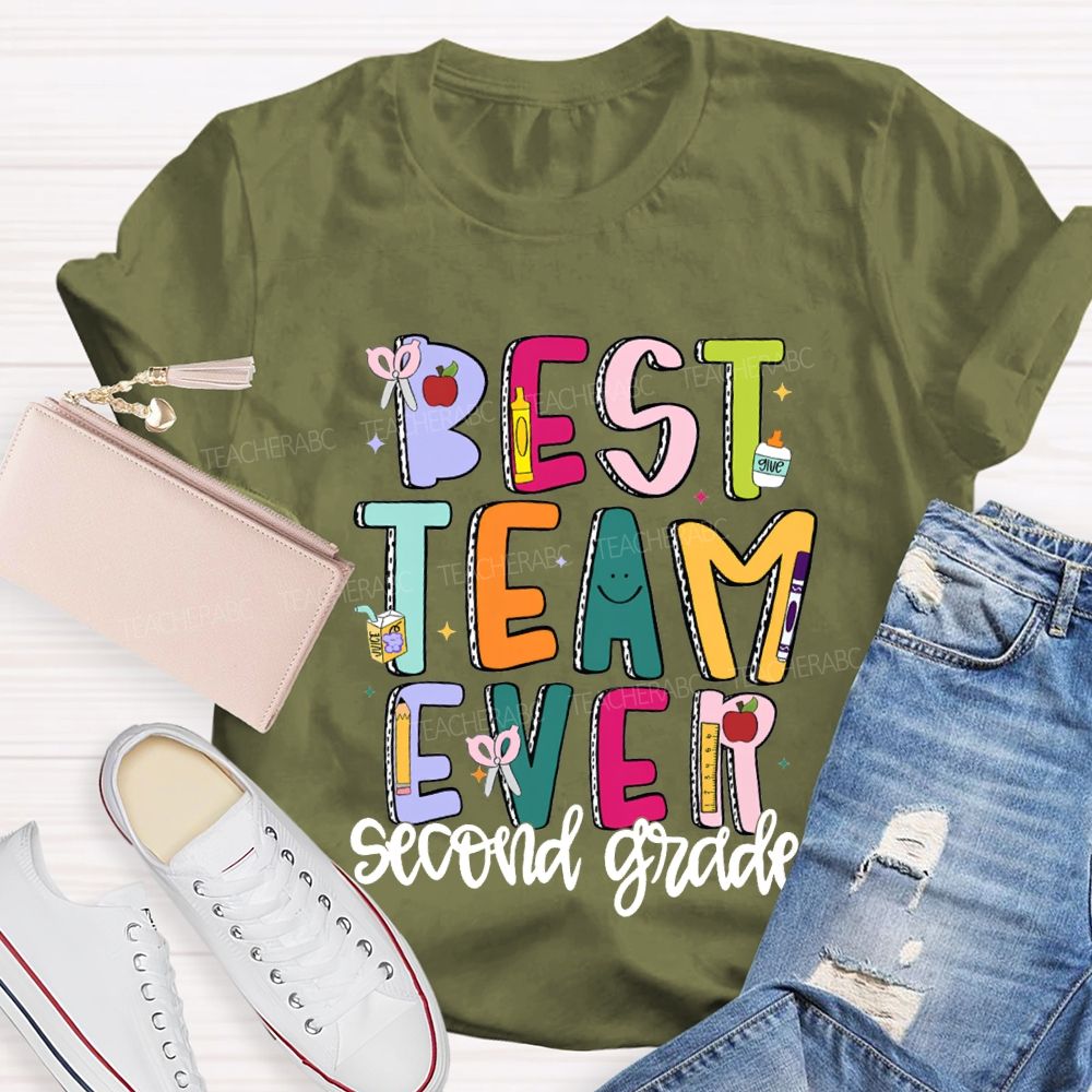 Personalized Grade Best Team Ever Colored Fonts T-shirt