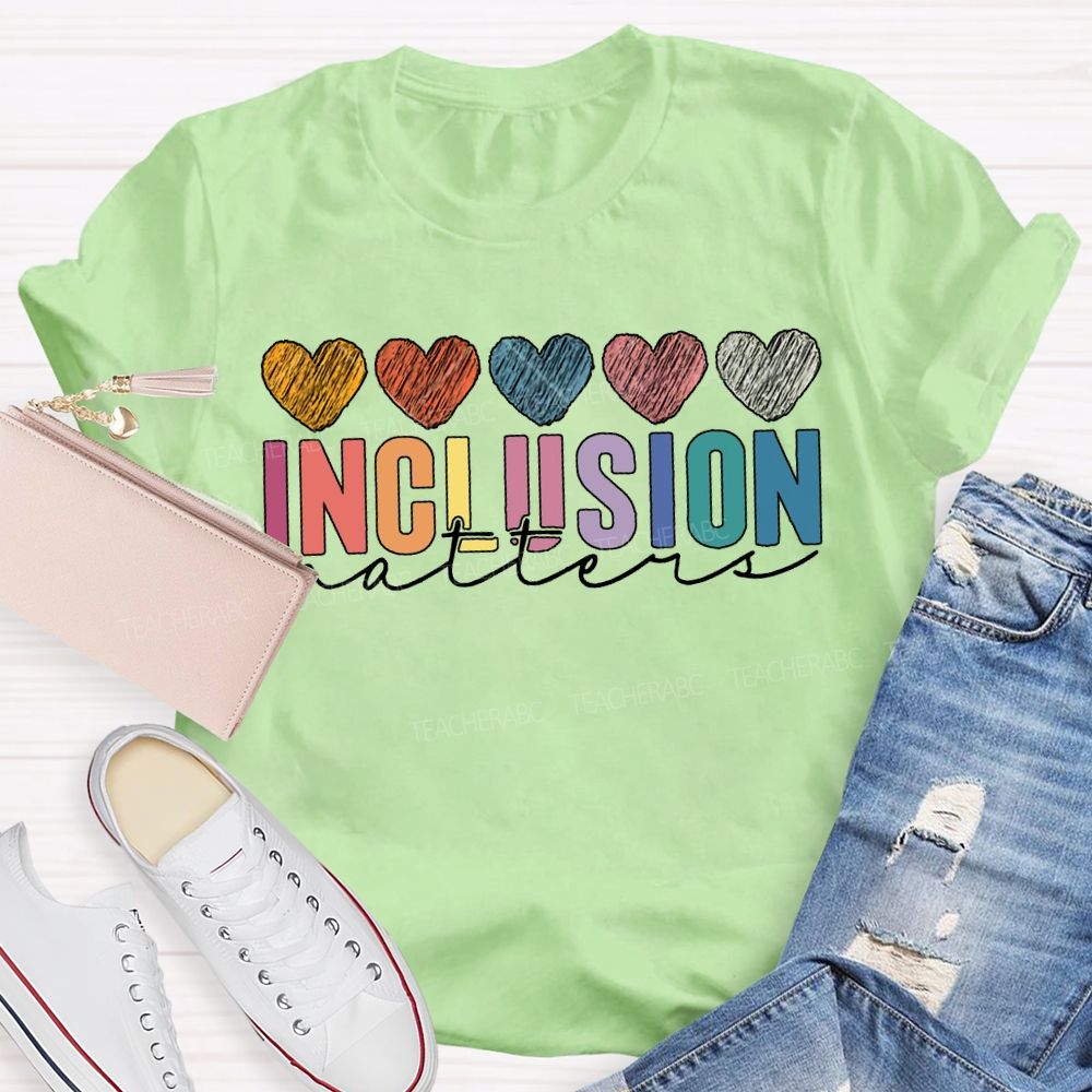 Inclusion Matter Colorful Hearts Print T-shirt