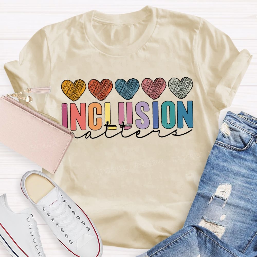 Inclusion Matter Colorful Hearts Print T-shirt