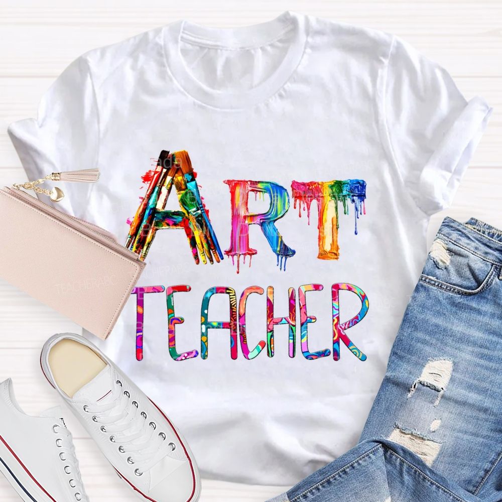 Art Teacher Colorful Tie-Dye Cool Fonts T-shirt