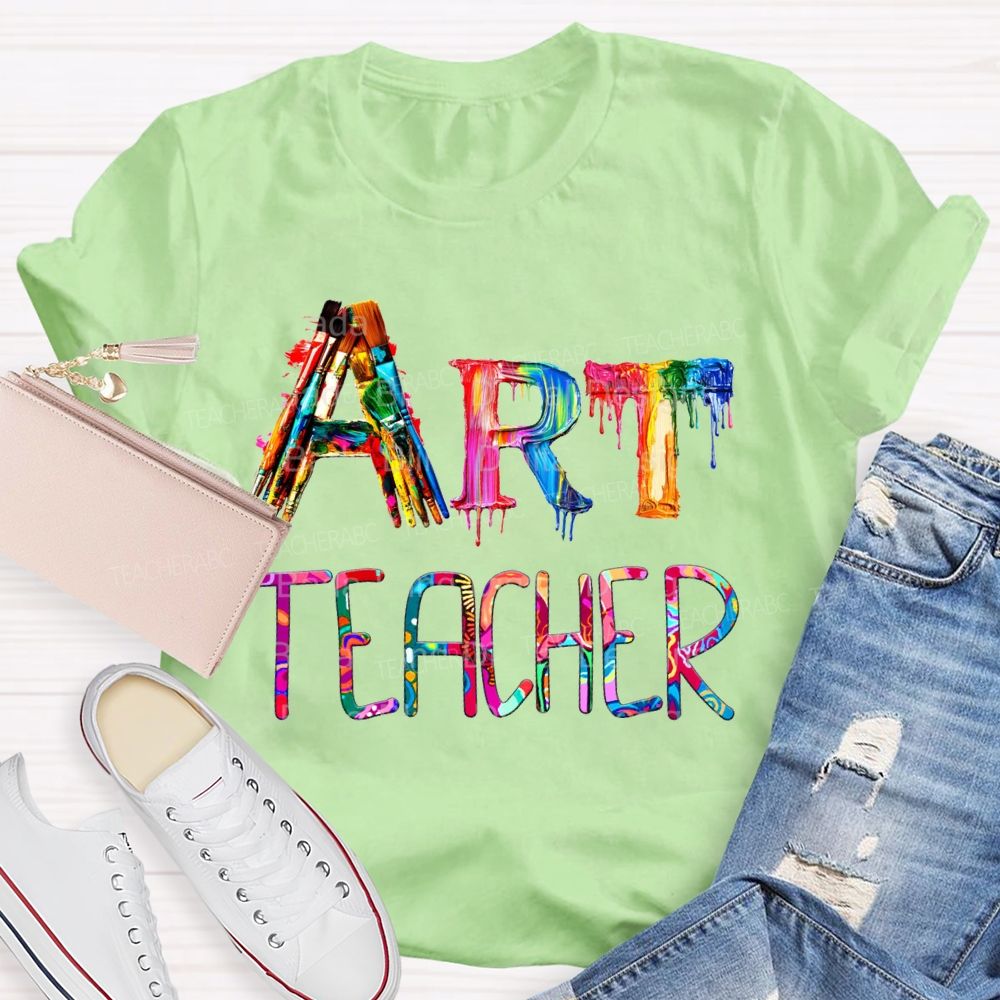 Art Teacher Colorful Tie-Dye Cool Fonts T-shirt