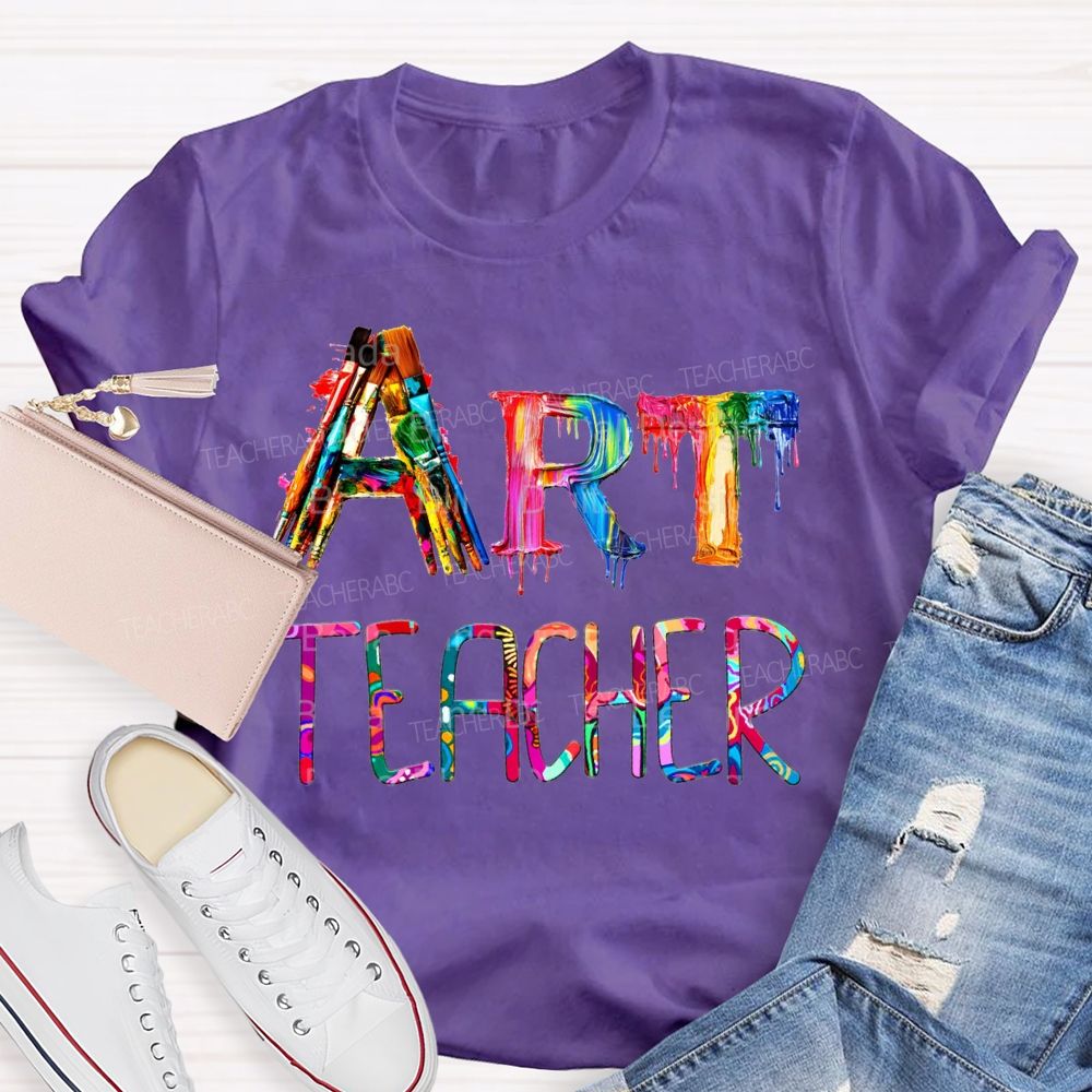 Art Teacher Colorful Tie-Dye Cool Fonts T-shirt