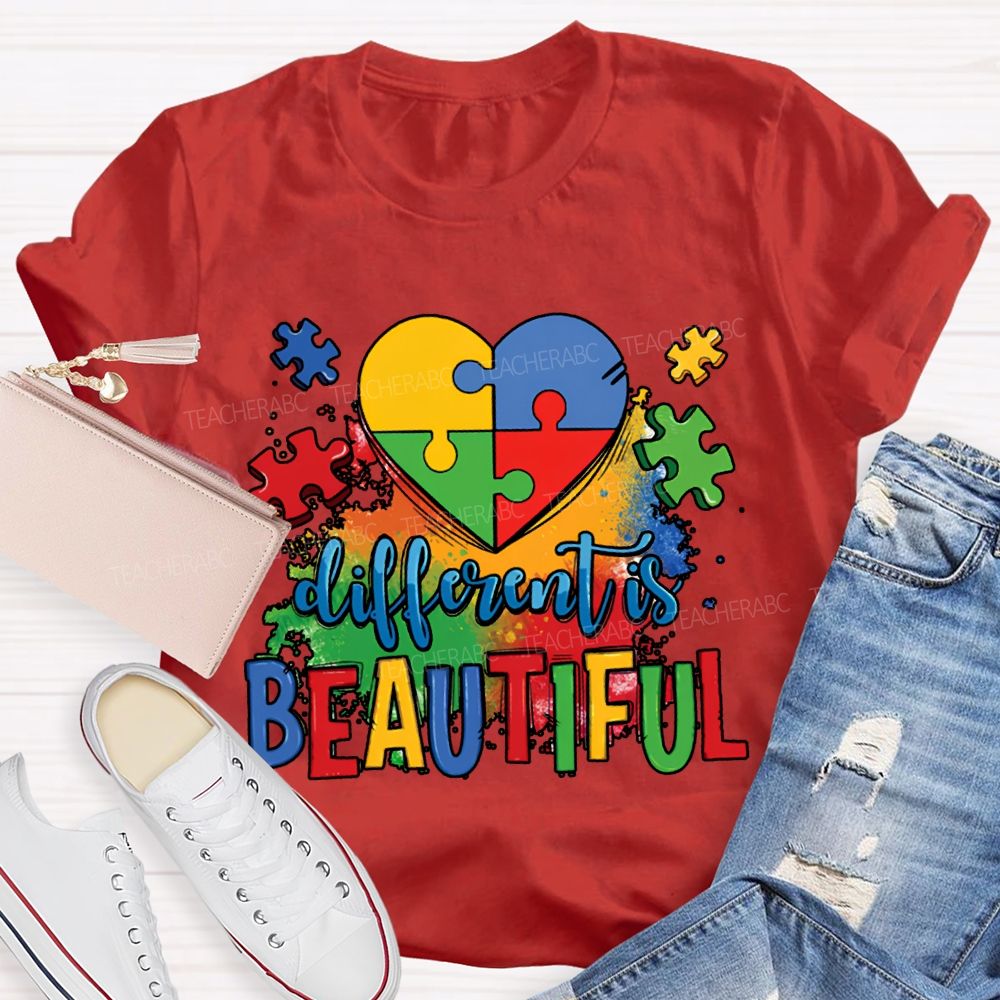 Different Is Beautiful Colorful Lettering Printing T-shirt