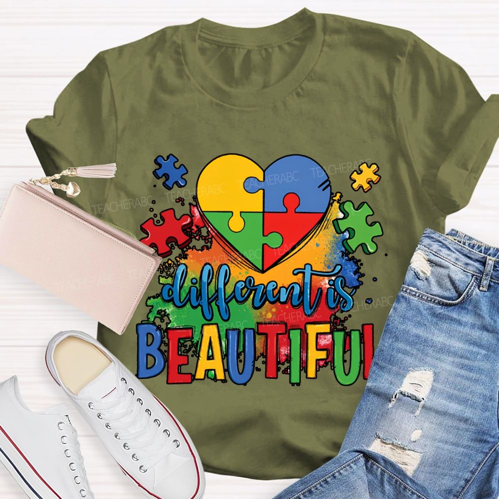 Different Is Beautiful Colorful Lettering Printing T-shirt