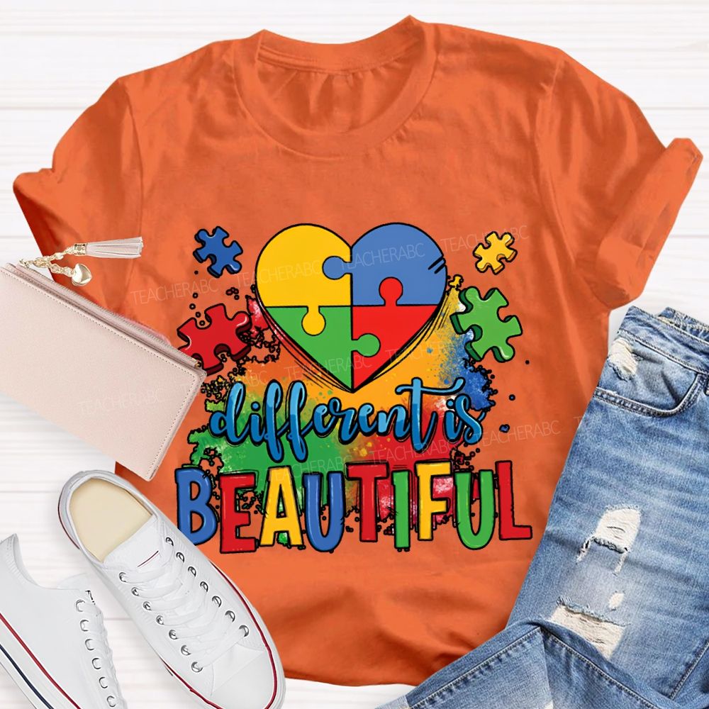 Different Is Beautiful Colorful Lettering Printing T-shirt