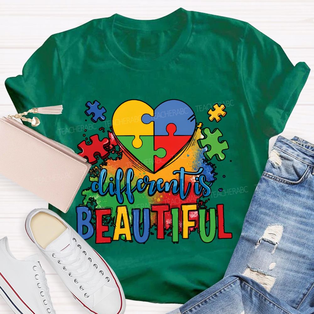 Different Is Beautiful Colorful Lettering Printing T-shirt