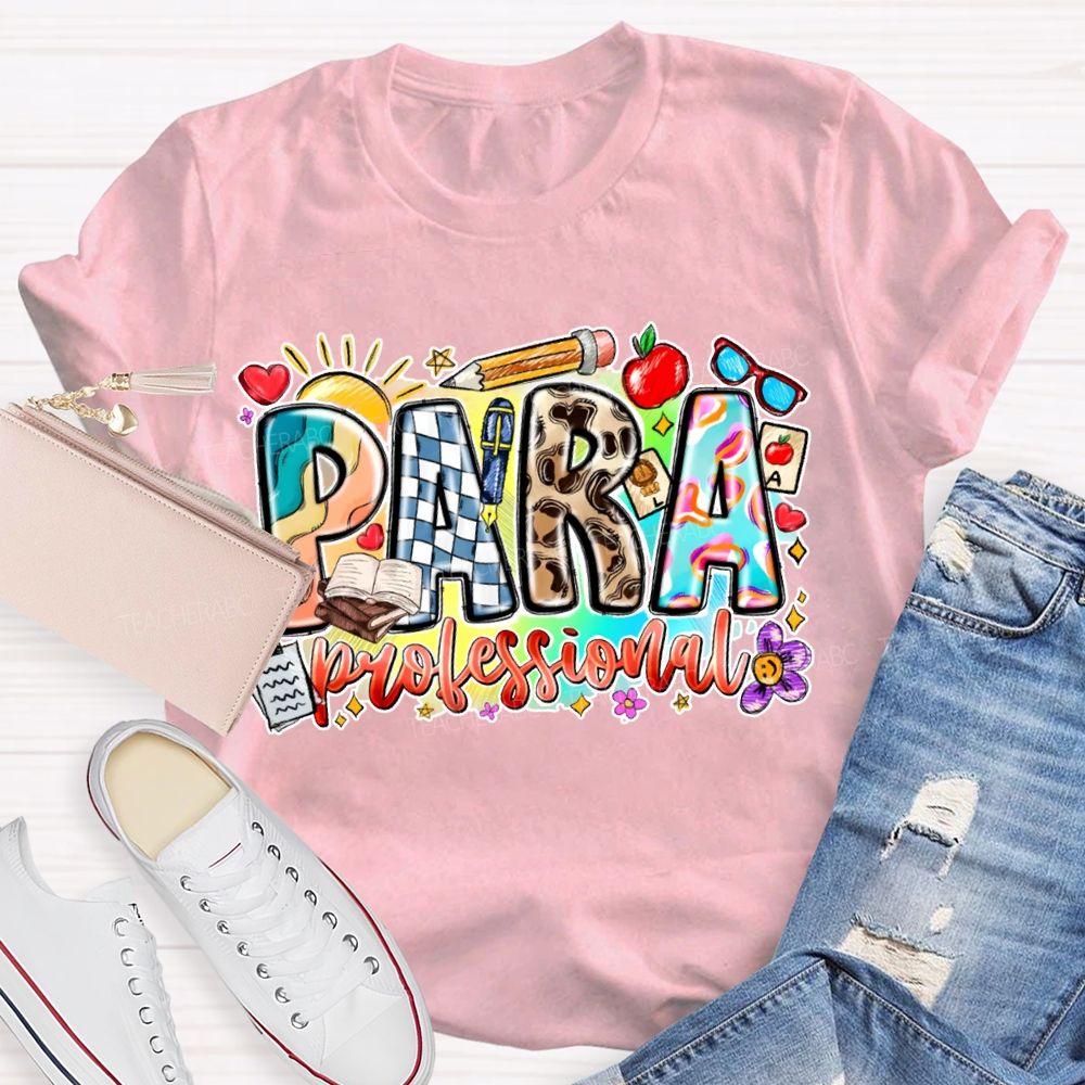 Para Professional Colorful Lettering Printing T-shirt