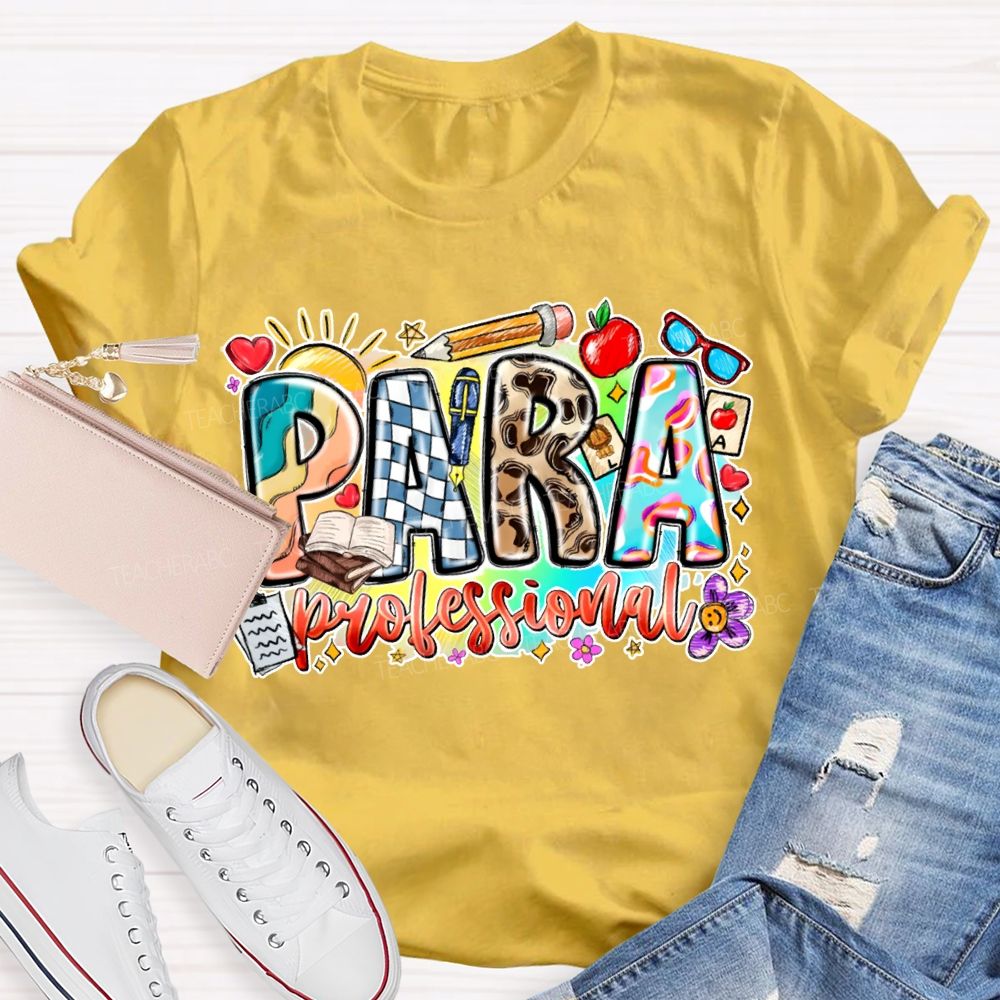 Para Professional Colorful Lettering Printing T-shirt