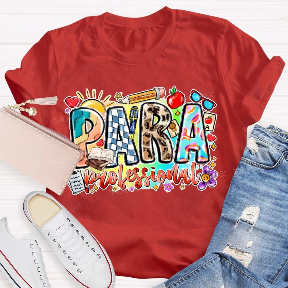 Para Professional Colorful Lettering Printing T-shirt