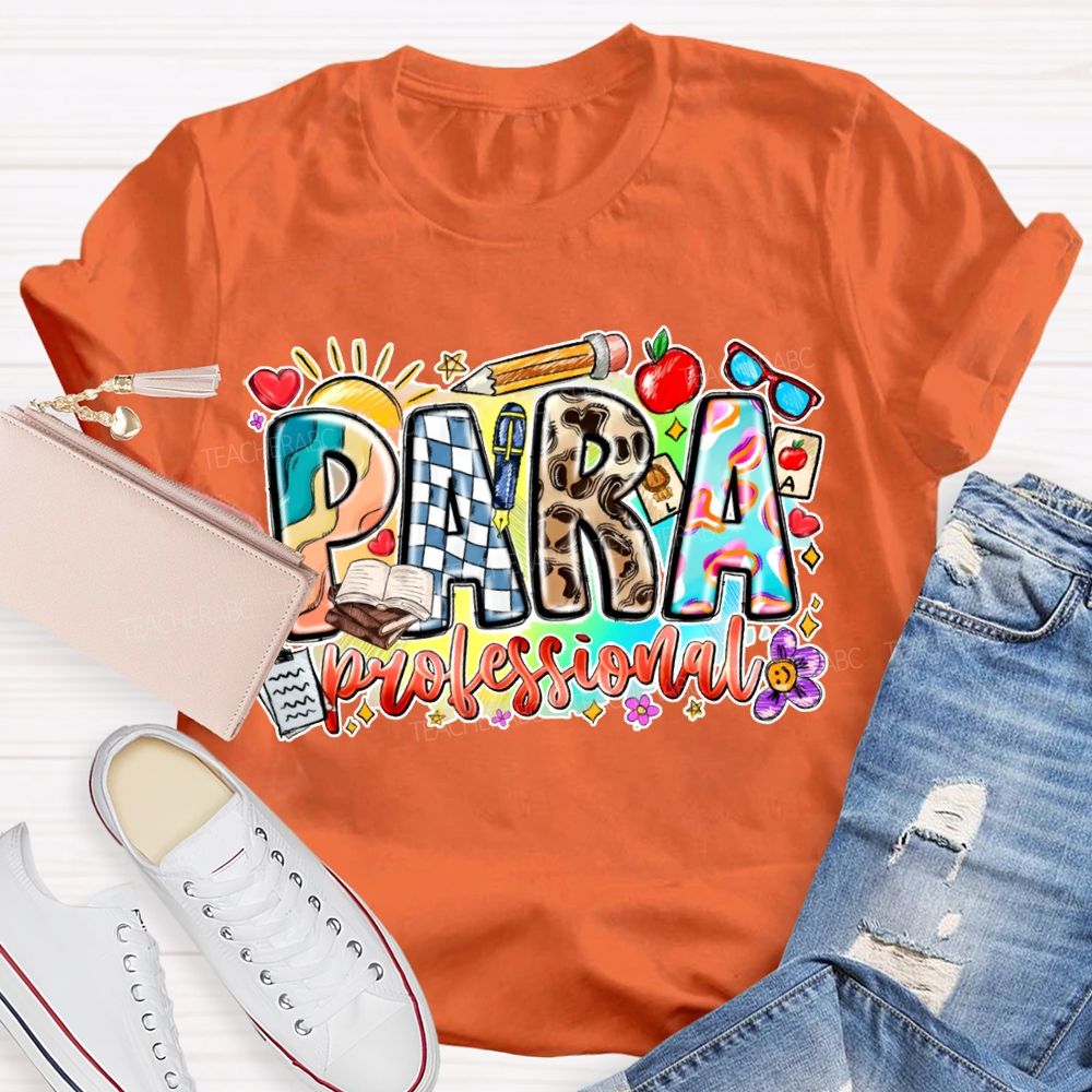 Para Professional Colorful Lettering Printing T-shirt