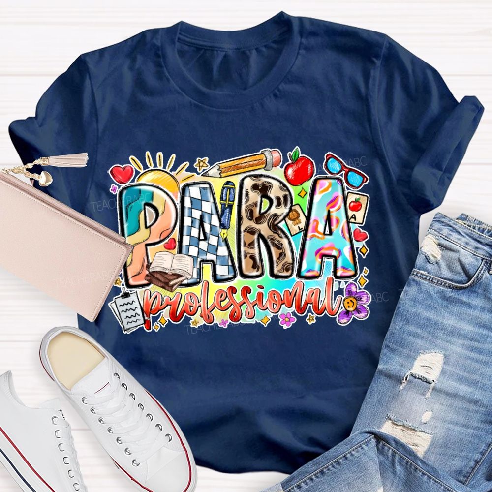 Para Professional Colorful Lettering Printing T-shirt