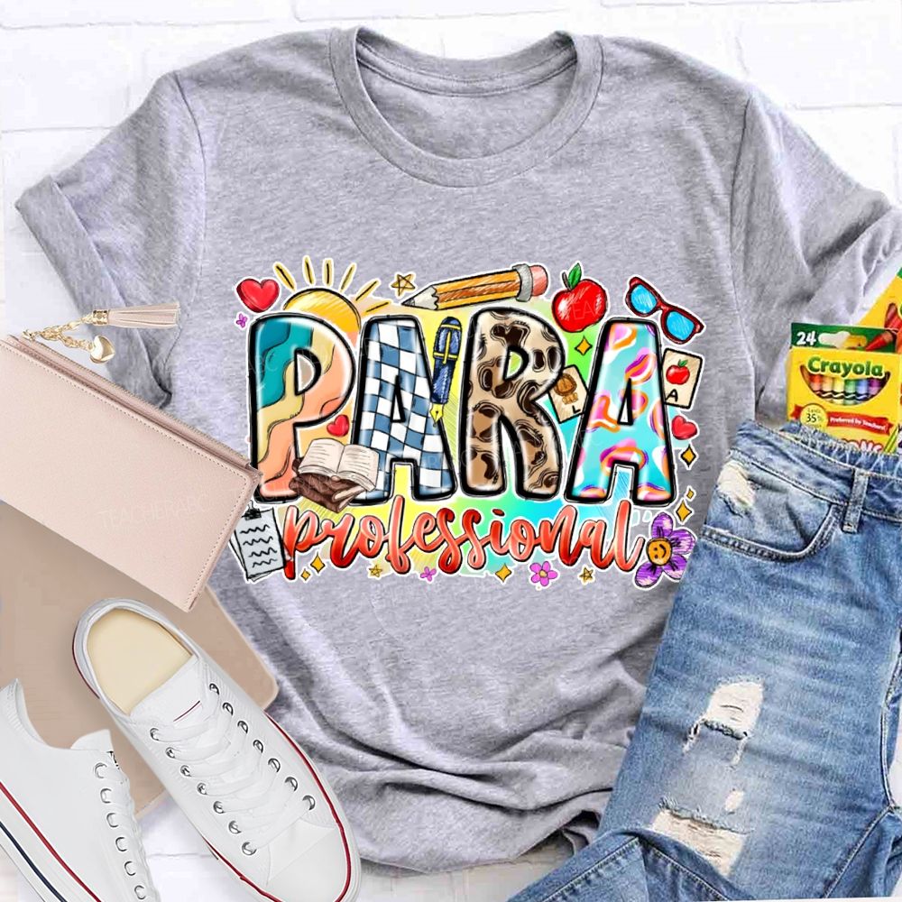 Para Professional Colorful Lettering Printing T-shirt