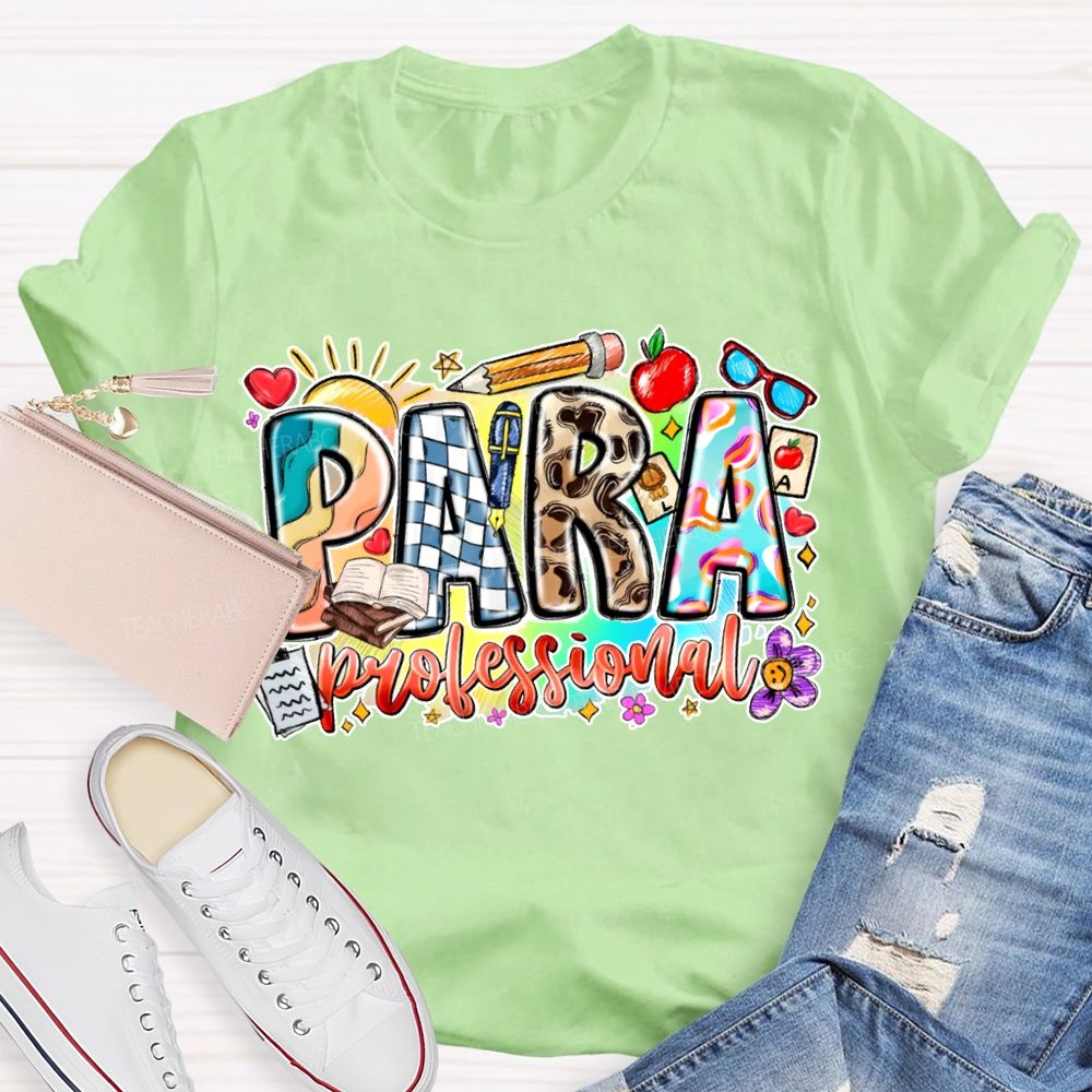 Para Professional Colorful Lettering Printing T-shirt