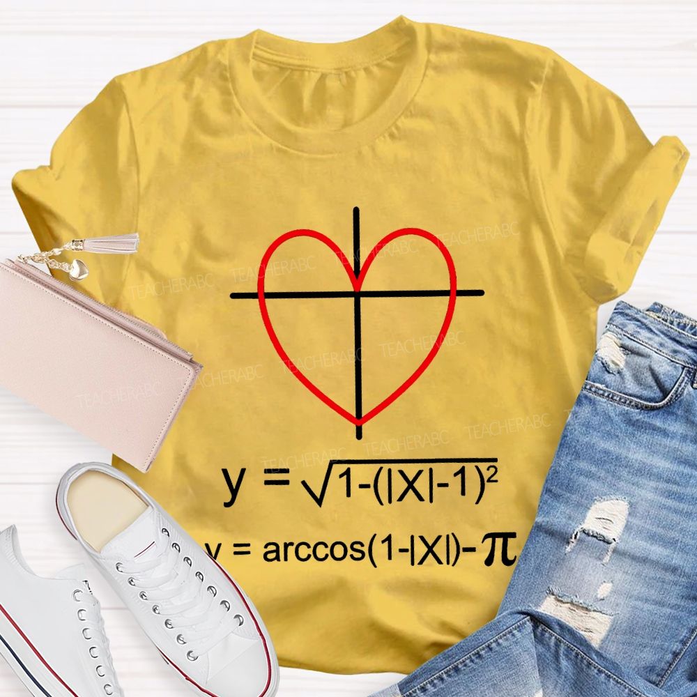 Heart-Shaped Coordinate Axis Math Teacher T-shirt
