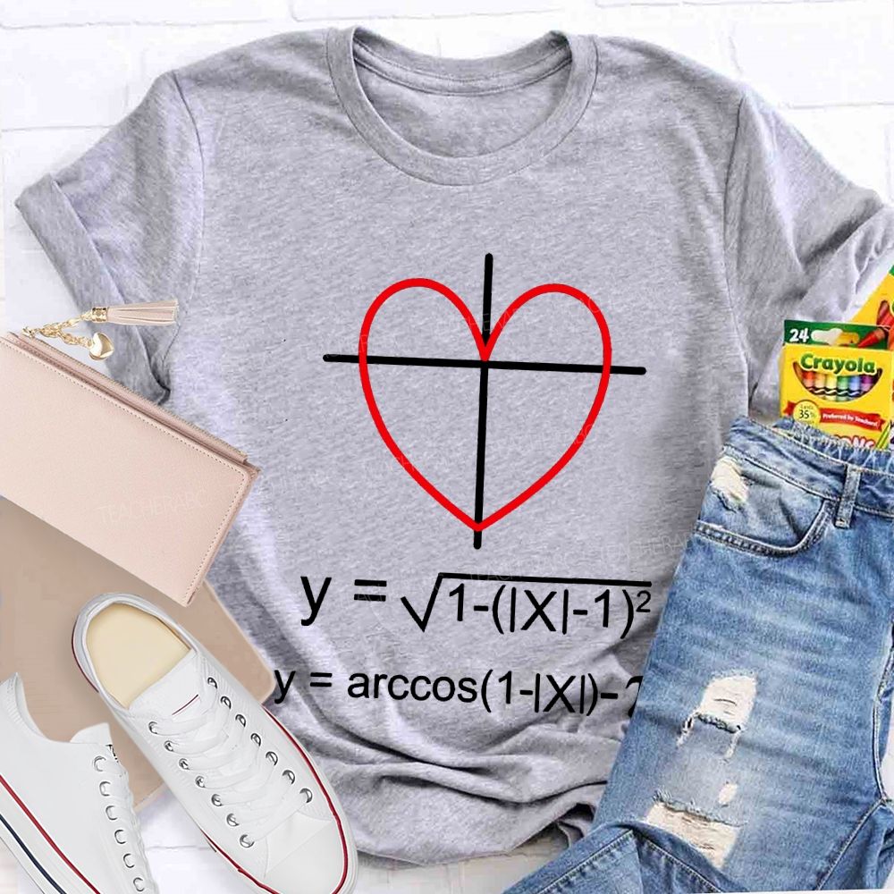 Heart-Shaped Coordinate Axis Math Teacher T-shirt
