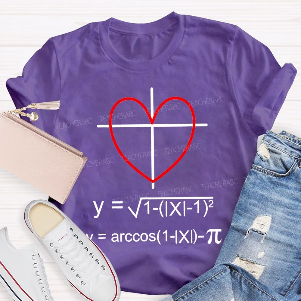 Heart-Shaped Coordinate Axis Math Teacher T-shirt