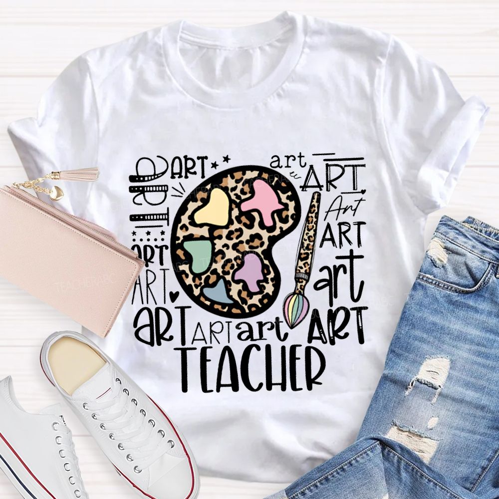 Leopard Print Dye Palette Art Teacher T-shirt