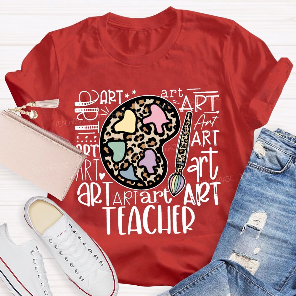 Leopard Print Dye Palette Art Teacher T-shirt