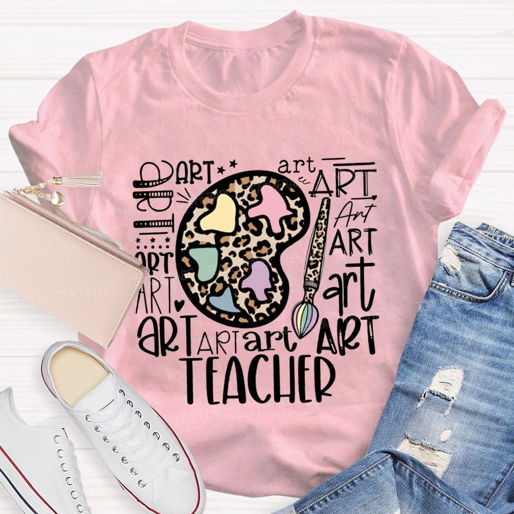 Leopard Print Dye Palette Art Teacher T-shirt