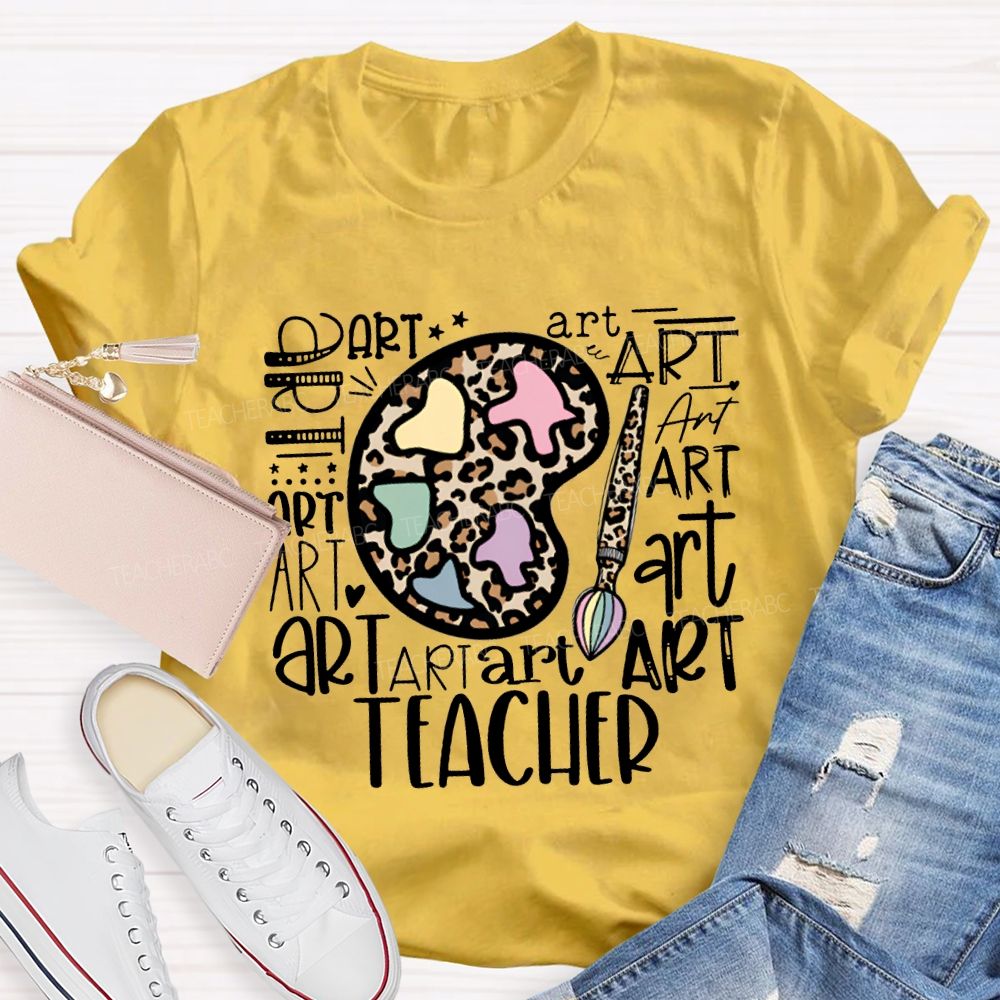 Leopard Print Dye Palette Art Teacher T-shirt