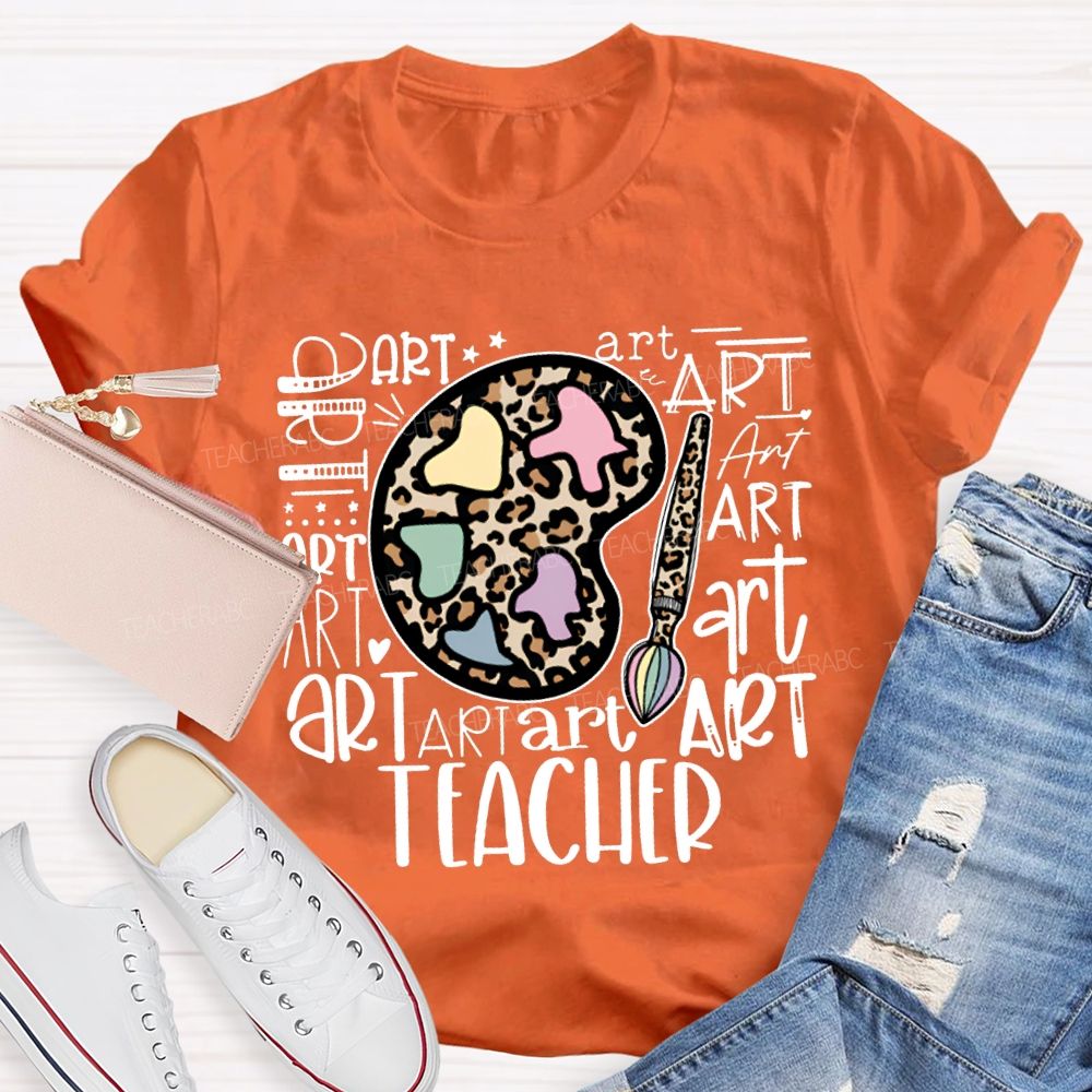 Leopard Print Dye Palette Art Teacher T-shirt
