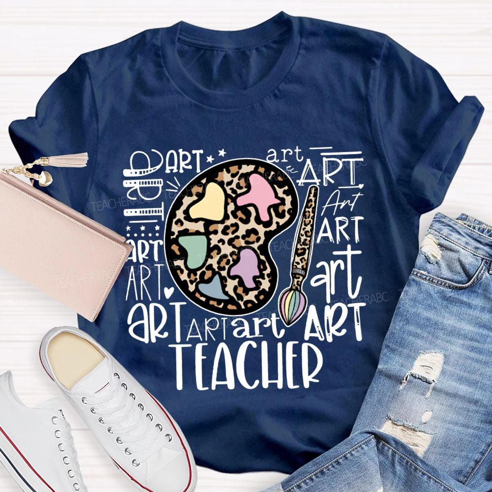 Leopard Print Dye Palette Art Teacher T-shirt
