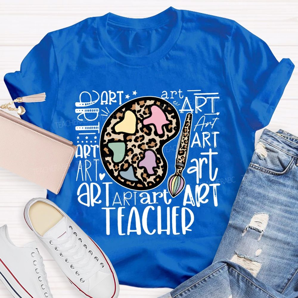 Leopard Print Dye Palette Art Teacher T-shirt