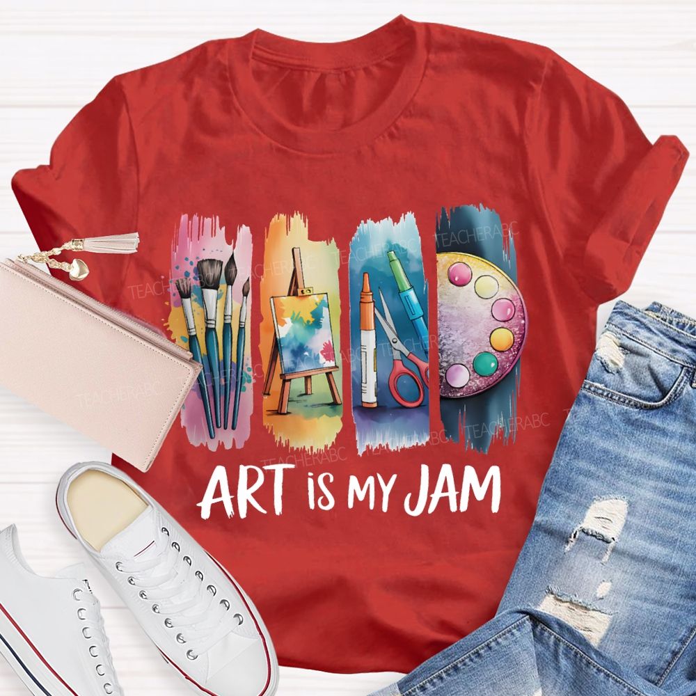 Art Is My Jam Colorful Tie-Dye Prints Art Teacher T-shirt