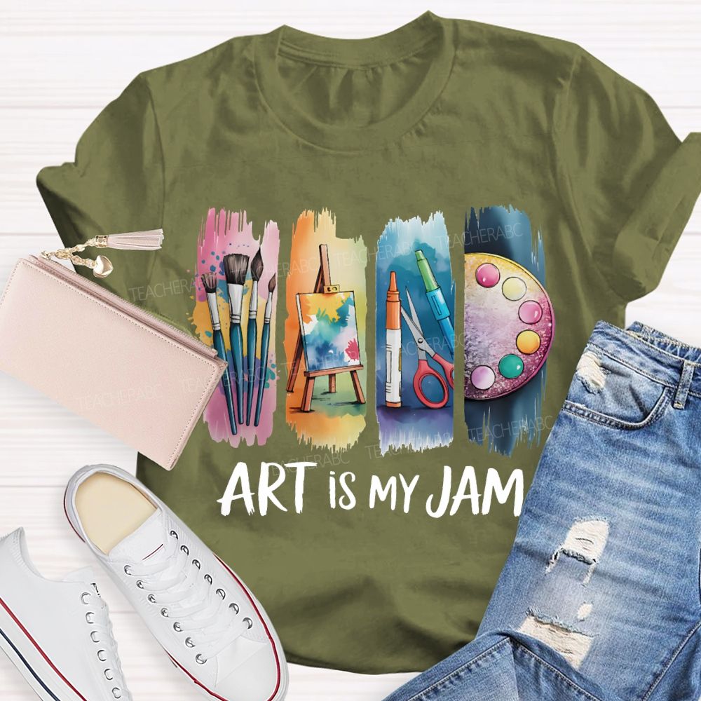 Art Is My Jam Colorful Tie-Dye Prints Art Teacher T-shirt