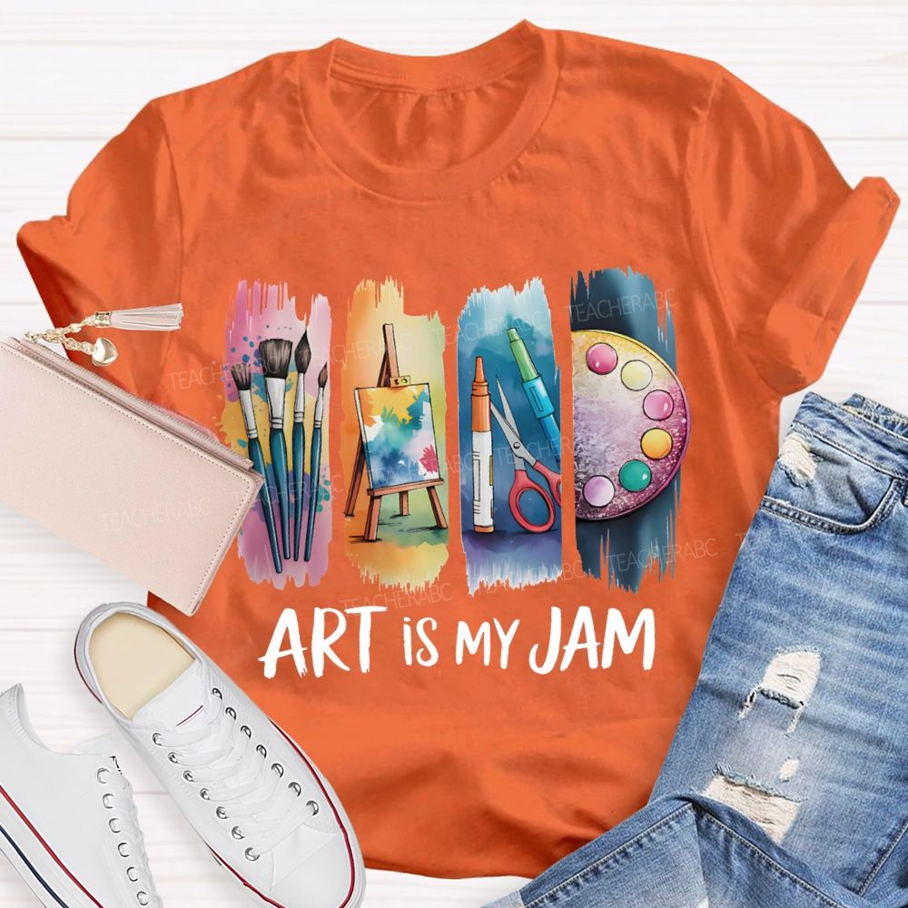 Art Is My Jam Colorful Tie-Dye Prints Art Teacher T-shirt