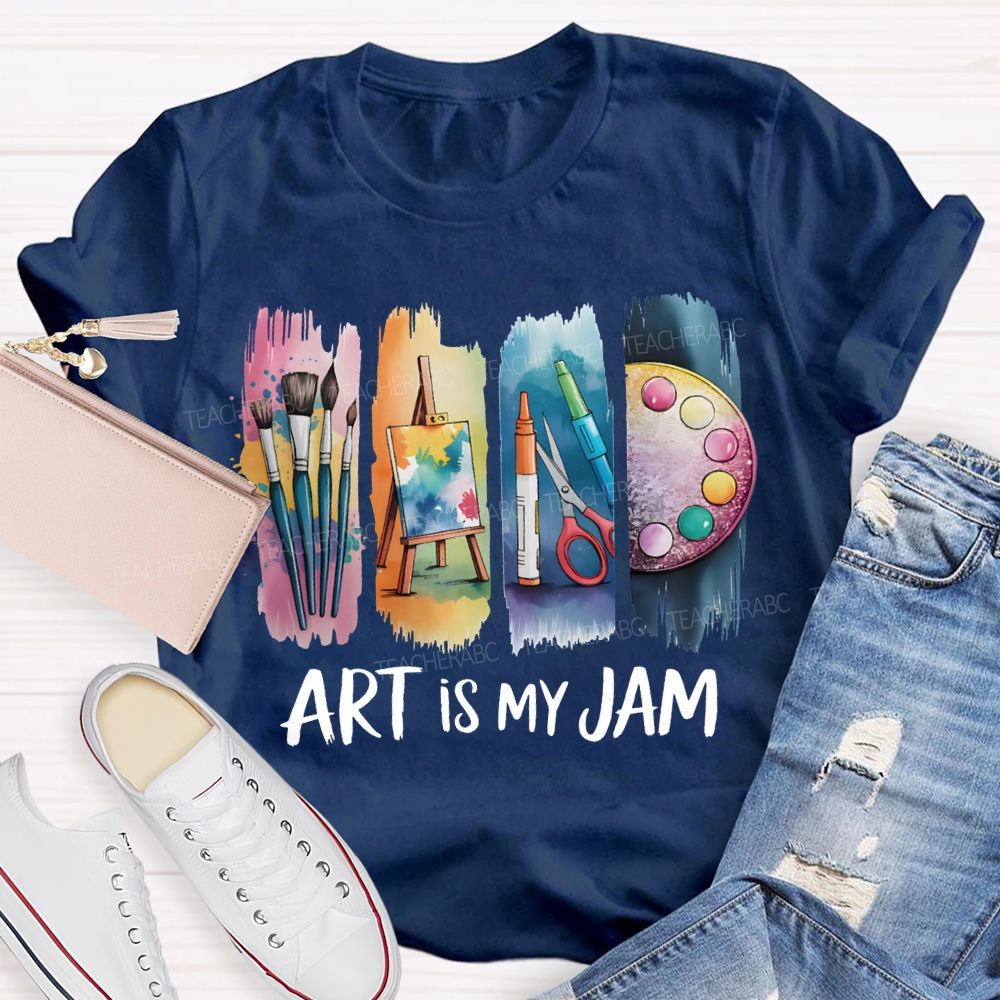 Art Is My Jam Colorful Tie-Dye Prints Art Teacher T-shirt