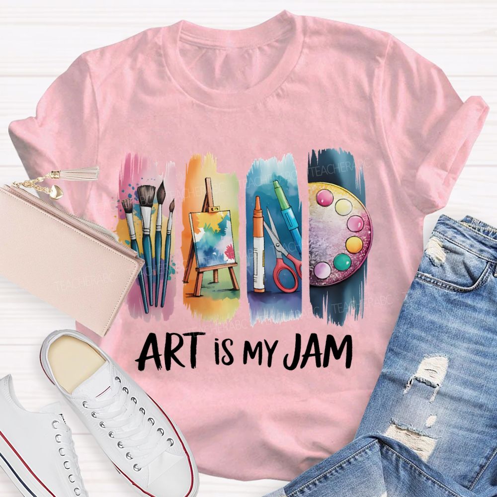 Art Is My Jam Colorful Tie-Dye Prints Art Teacher T-shirt