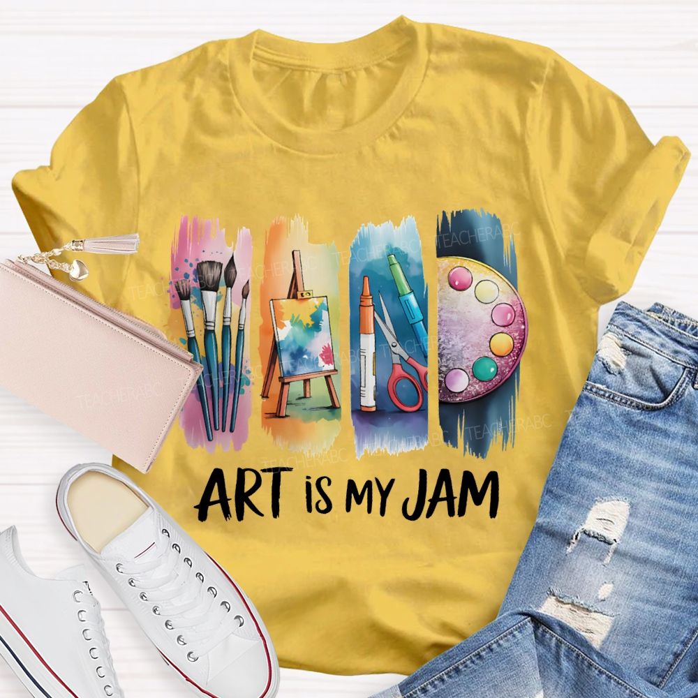 Art Is My Jam Colorful Tie-Dye Prints Art Teacher T-shirt