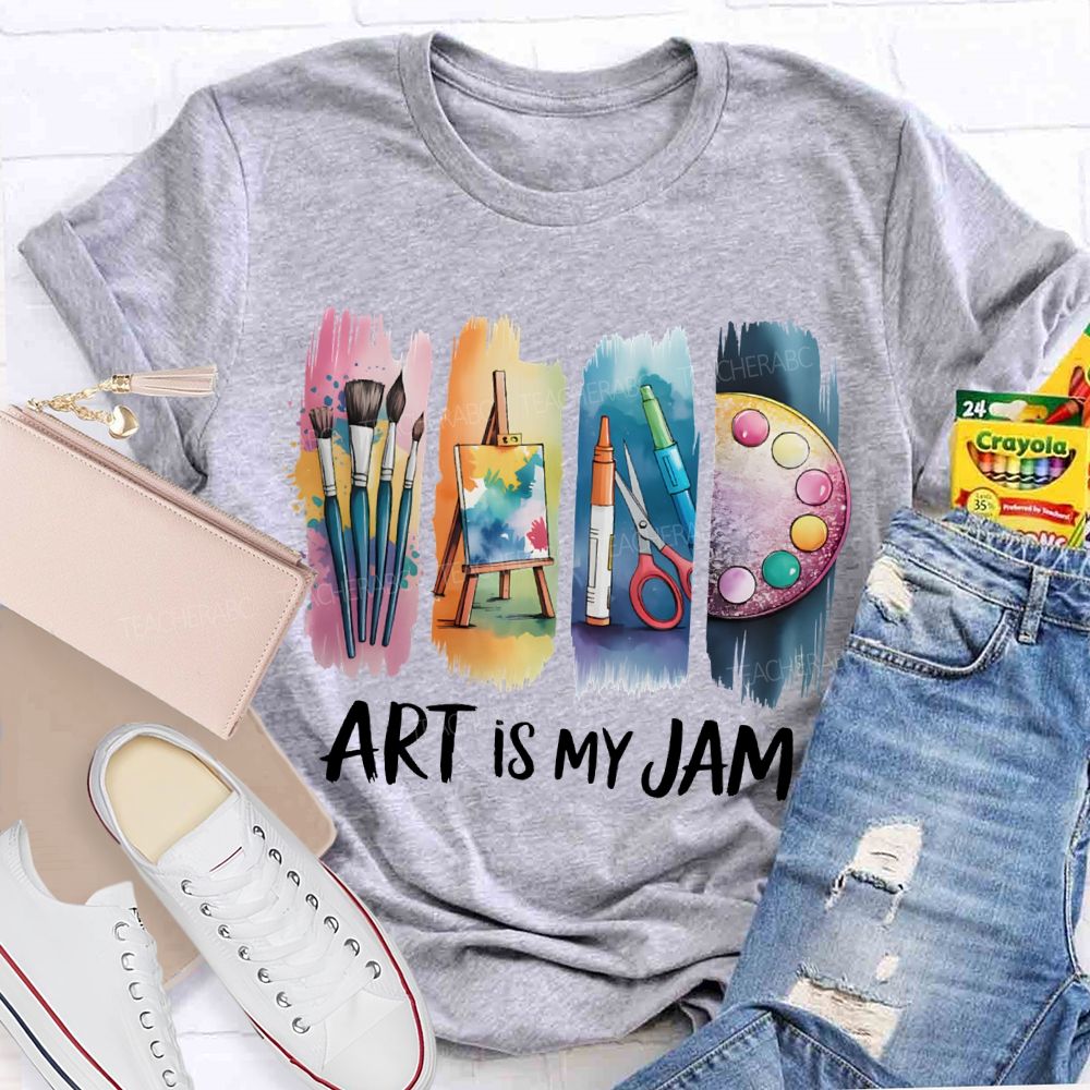 Art Is My Jam Colorful Tie-Dye Prints Art Teacher T-shirt