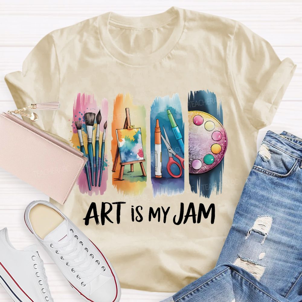 Art Is My Jam Colorful Tie-Dye Prints Art Teacher T-shirt