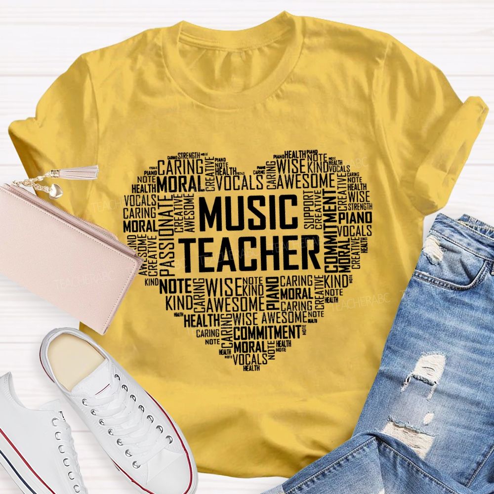Music Teacher Note Vocals Plan Awesome Caring Health T-shirt