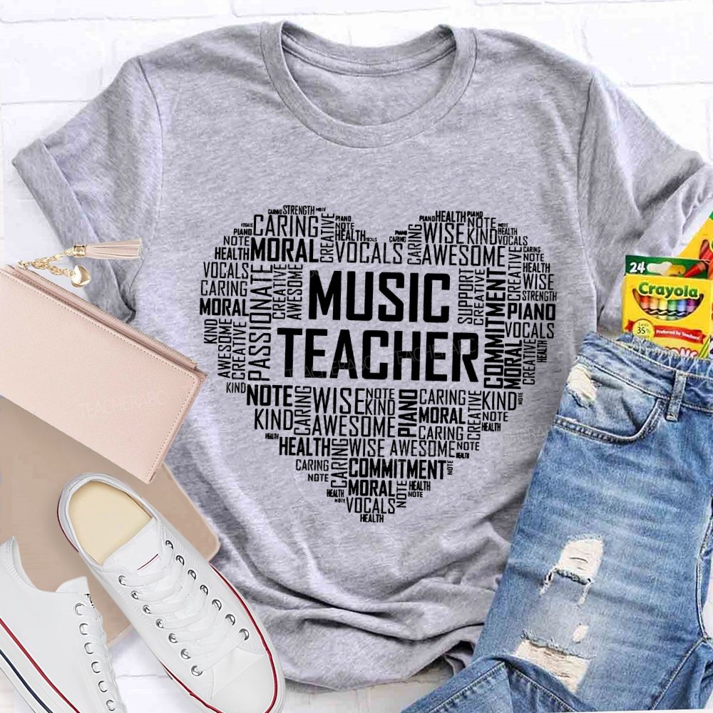Music Teacher Note Vocals Plan Awesome Caring Health T-shirt