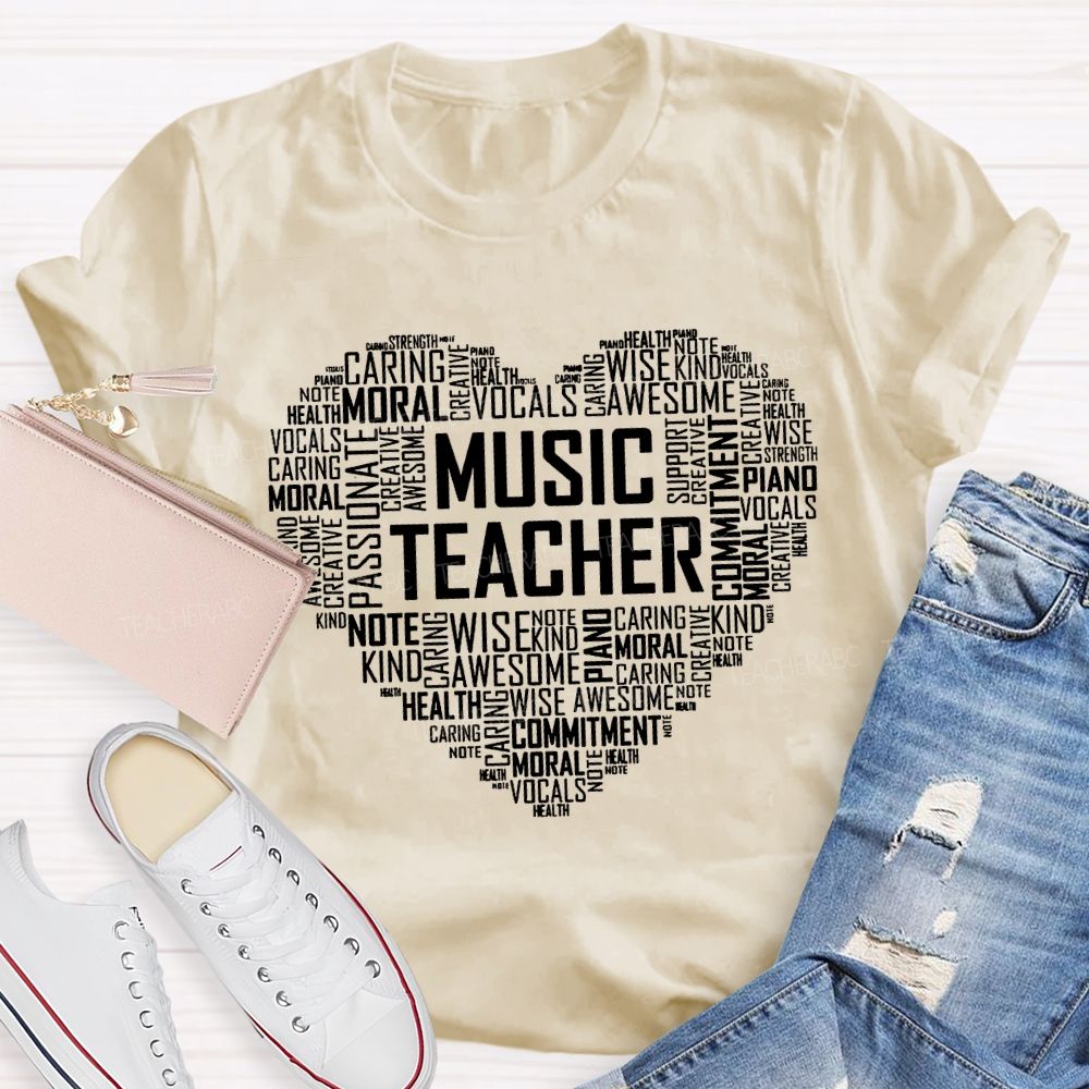 Music Teacher Note Vocals Plan Awesome Caring Health T-shirt