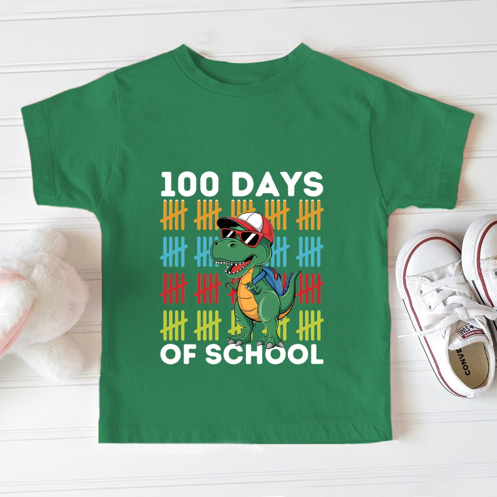 100 Days Of School Dinosaur Print Toddler T-shirts