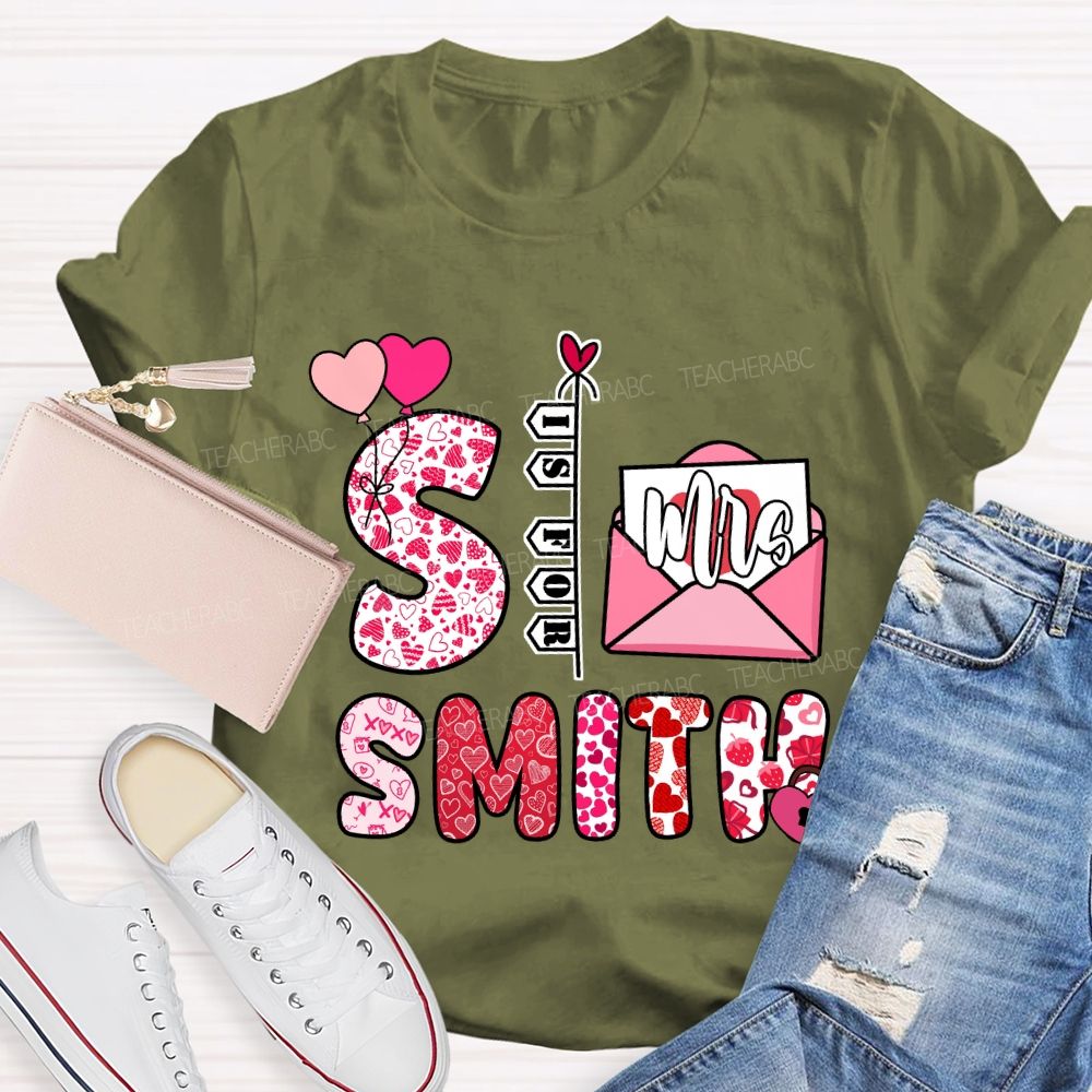 Personalized Name Valentine's Day S is for Smith T-shirt