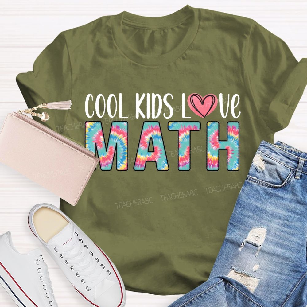 Cool Kids Love Math Colorful Tie-Dye Font T-shirt